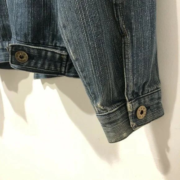 Vintage 70s Pinstripe Denim Jacket - Sentico the Legendary Jean Jacket Size: M - Picture 6 of 7